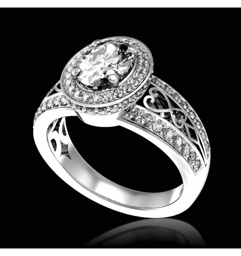 Bague de fiançailles diamant pavage diamant or blanc Tsarine Bague de fiançailles diamant pavage diamant or blanc Tsarine