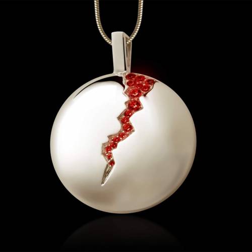 Pendentif pavage rubis en or blanc 18 K Quake