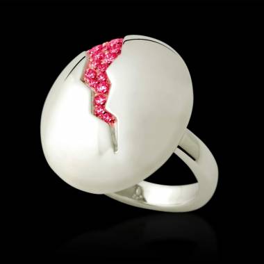 Bague de fiançailles saphir rose 0,8 carat or blanc Quake