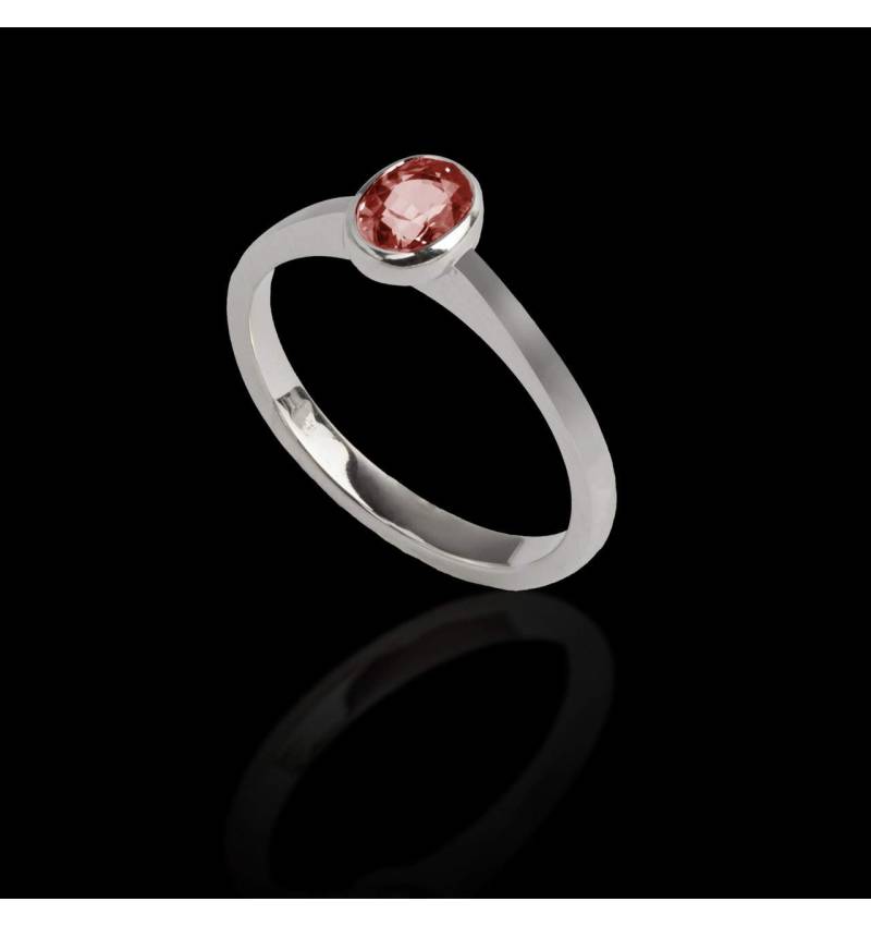 Bague de fiançailles rubis or blanc Ovale Moon Solo