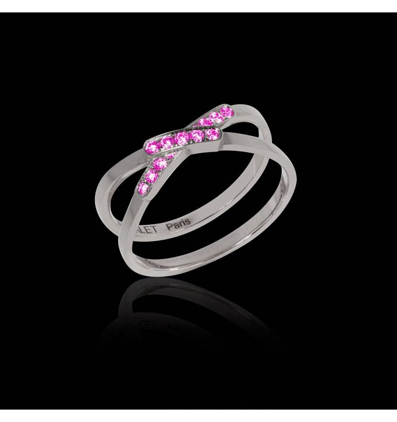 Bague de fiançailles saphir rose 1 carat or blanc Tifène