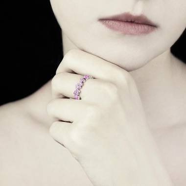 Bague saphir rose 1 carat or blanc Neptune