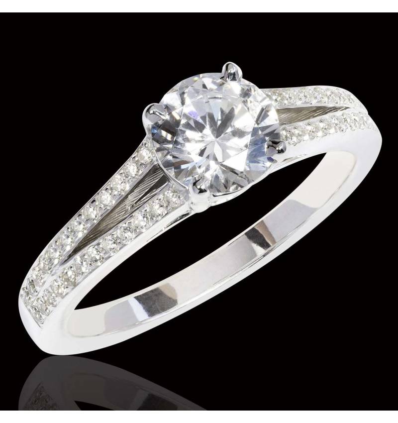 Bague de fiançailles diamant pavage diamant or blanc Marie Bague de fiançailles diamant pavage diamant or blanc Marie