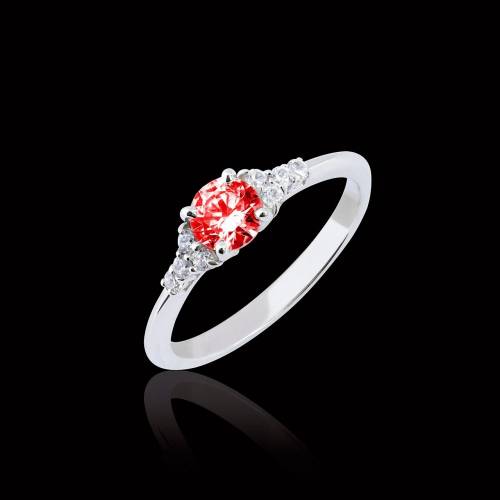 Bague de fiançailles rubis pavage diamant or blanc Virginie