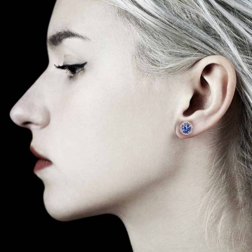 Boucles d'oreilles saphir bleu Soleil