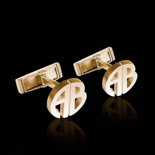 Bouton de manchette or blanc 18K Initiales