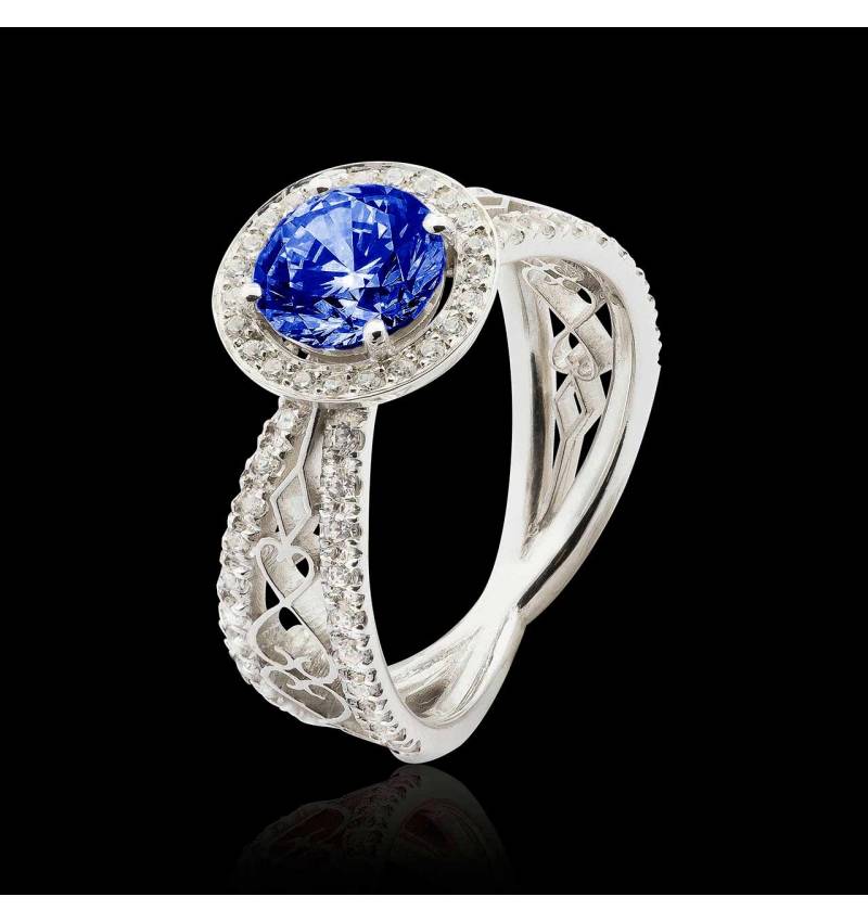 Bague de fiançailles saphir bleu Barbara