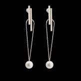 Boucles d'oreilles pendante Art déco perle blanche