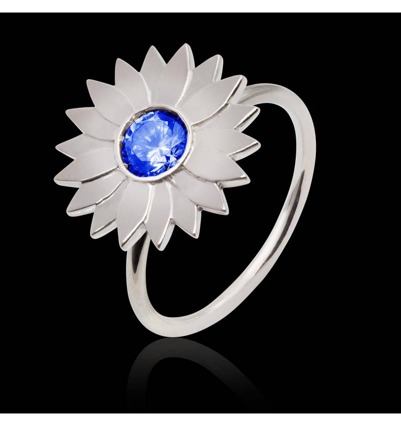 Bague de fiançailles saphir bleu Marguerite Solo