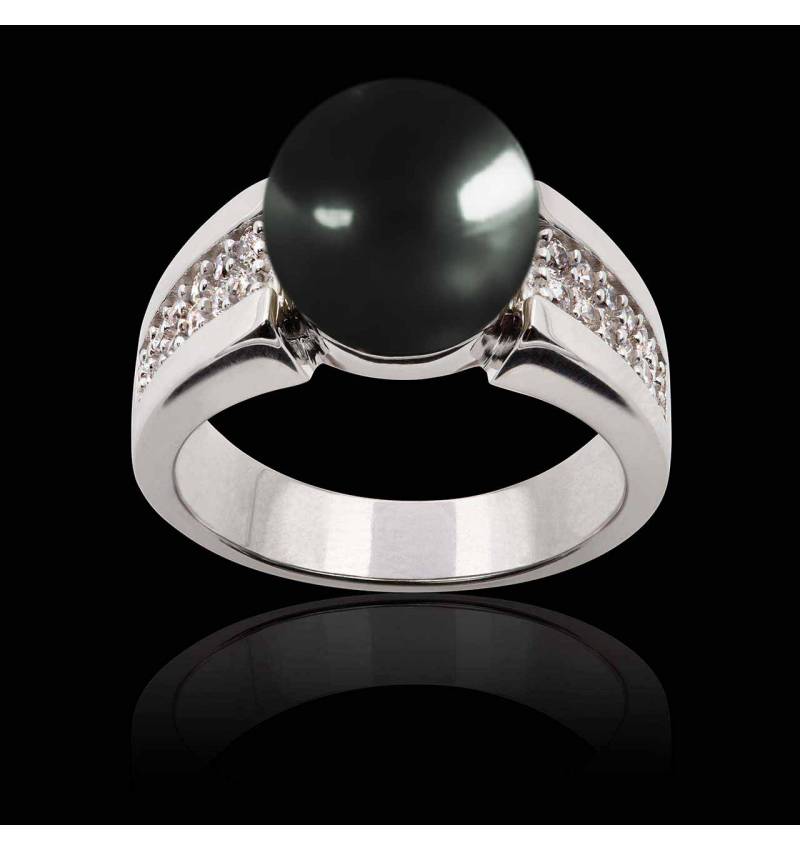 Bague perle Tahiti noire Aya