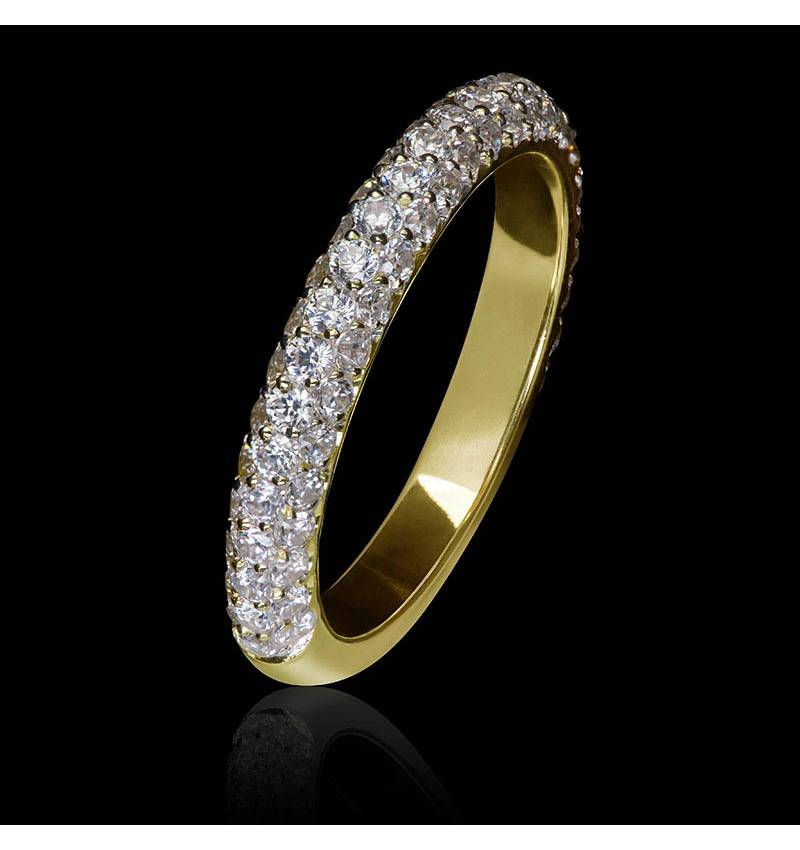 Alliance mariage or jaune 18K, pavage diamants Audrène Alliance mariage or jaune 18K, pavage diamants Audrène