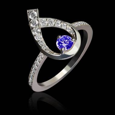 bague saphir bleu-diamants-Flamme