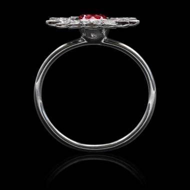 Bague rubis - diamant-or blanc-Marguerite