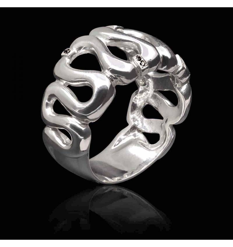 Bague diamant noir-or blanc-diamant-Boreale Bague diamant noir-or blanc-diamant-Boreale