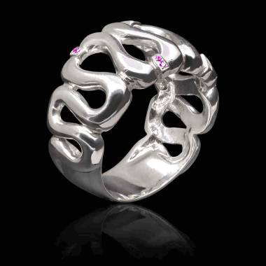 Bague saphir rose-or blanc-Boreale