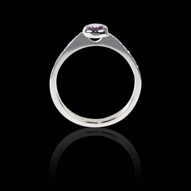 Bague Solitaire diamant rond pavage diamant or blanc Moon